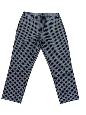 Anne Klein Ankle Pants, Black and White Geometric Print, Windowpane, Size 4